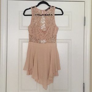 Blush pink lace romper